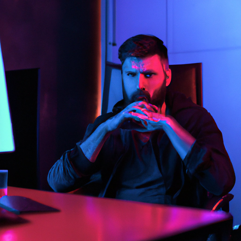 Портрет Tech Lead, современный офис, киношный тон, 8K